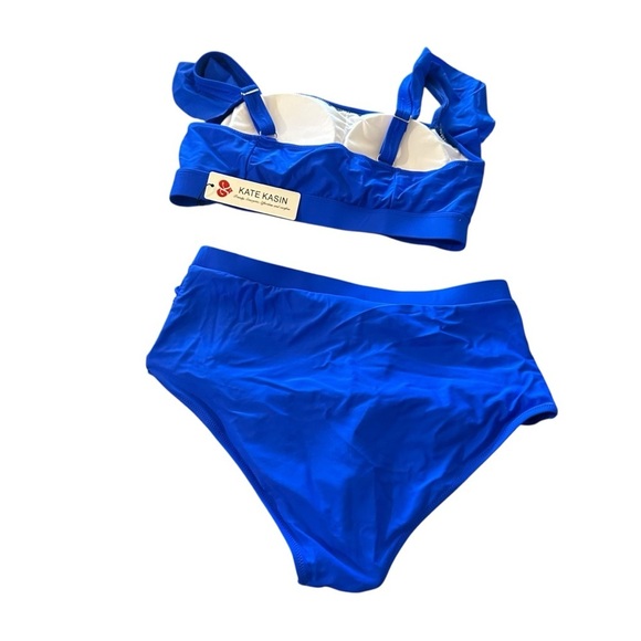 Vibrant Blue Ruffle Bikini with High-Waisted Design - Picture 2 of 5